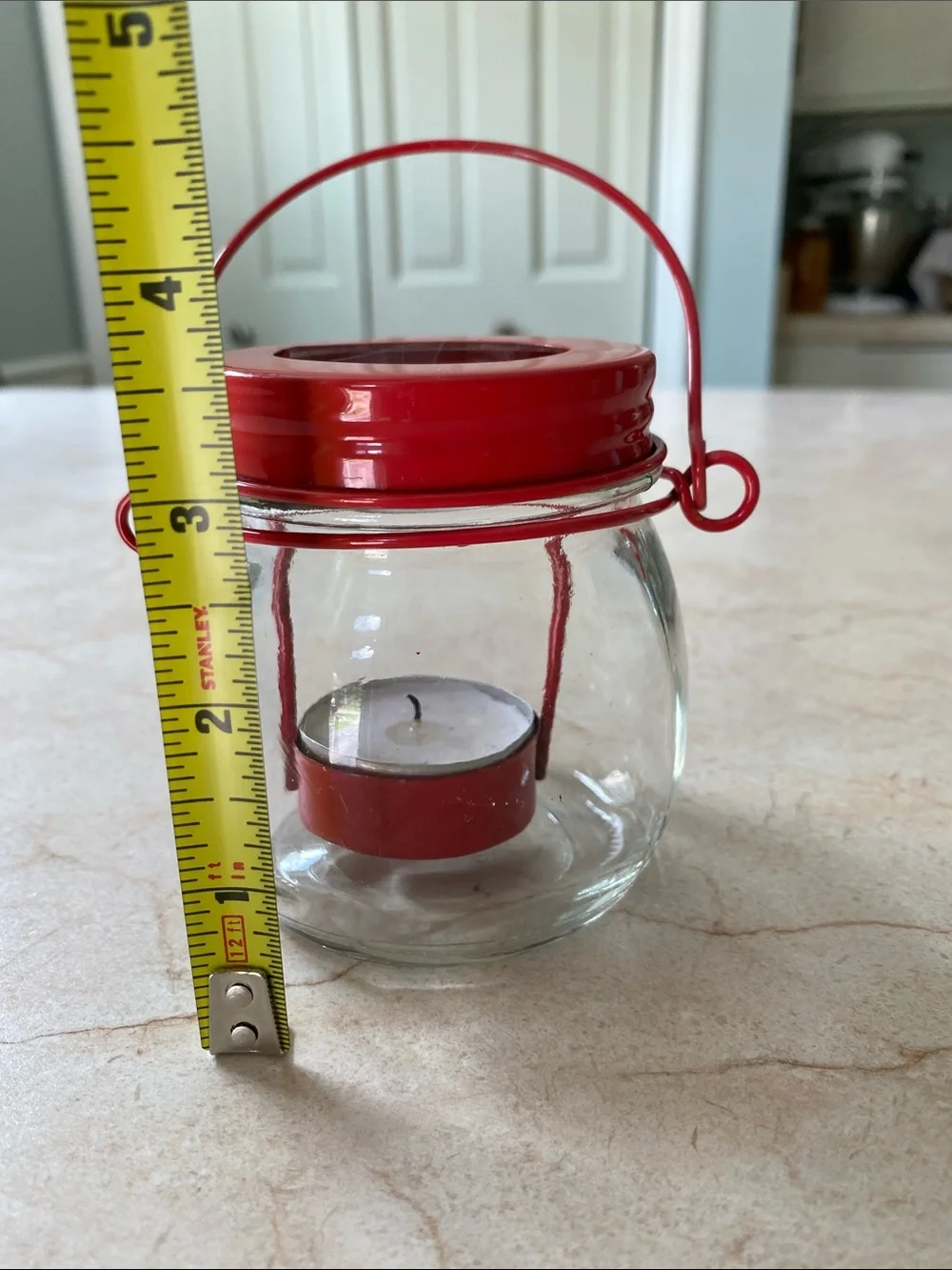 VINTAGE Red Glass Hanging Tea Light Lantern